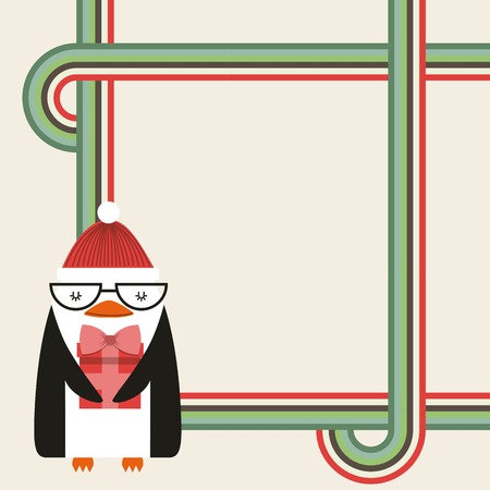 cute penguin christmas character vector illustration designのイラスト素材