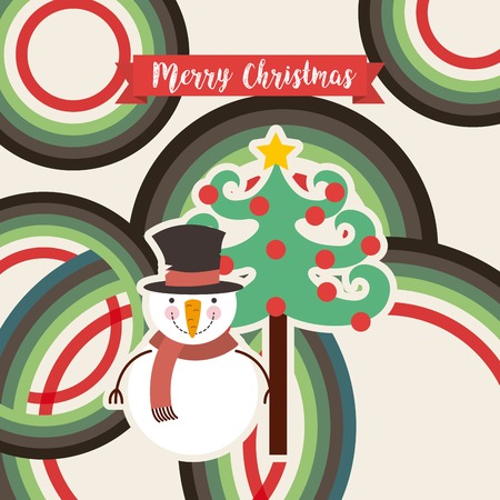 cute snowman christmas character vector illustration designのイラスト素材