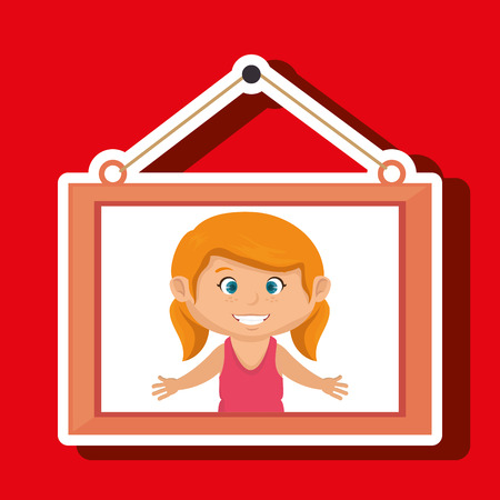 face girl framed picture hanging vector illustration eps 10のイラスト素材