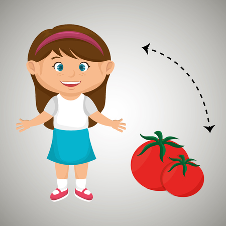 girl cartoon tomato vegetable health vector illustration eps 10のイラスト素材