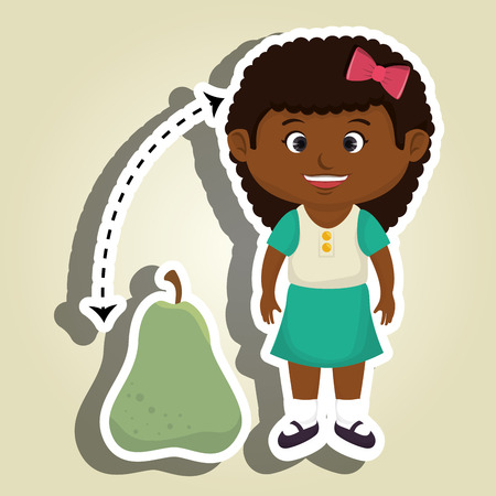 girl cartoon pear fruit vector illustration eps 10のイラスト素材