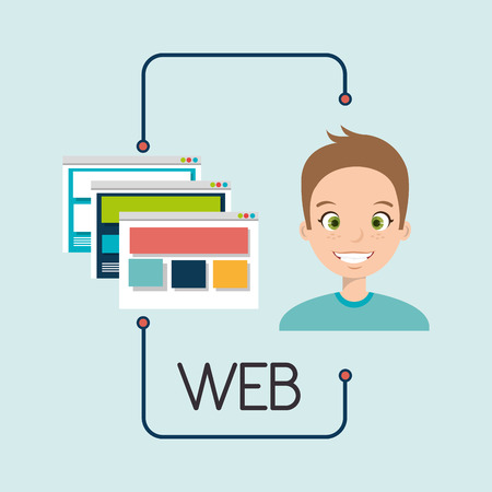 man cartoon web page vector illustration eps 10のイラスト素材