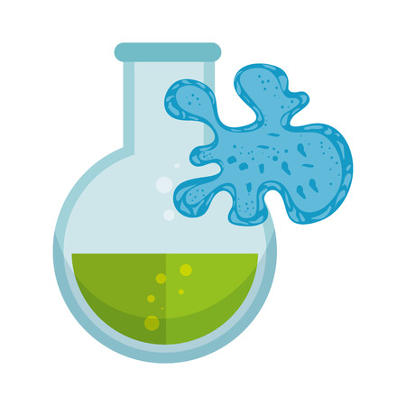 florence flask chemistry bottle with green liquid and germ. vector illustrationのイラスト素材