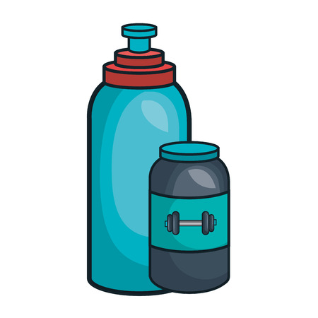 protein supplement bottle with water bottle icon. vector illustrationのイラスト素材