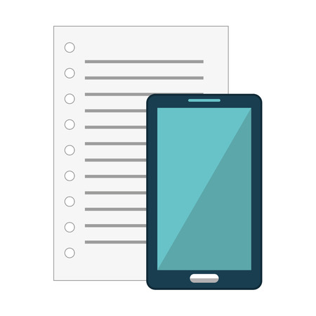 smartphone technology mobile device and paper sheet. vector illustrationのイラスト素材