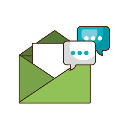 green envelope opened with speech bubble icon. vector illustrationのイラスト素材