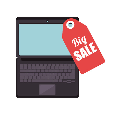 avatar computer technology device with big sale sign. vector illustrationのイラスト素材