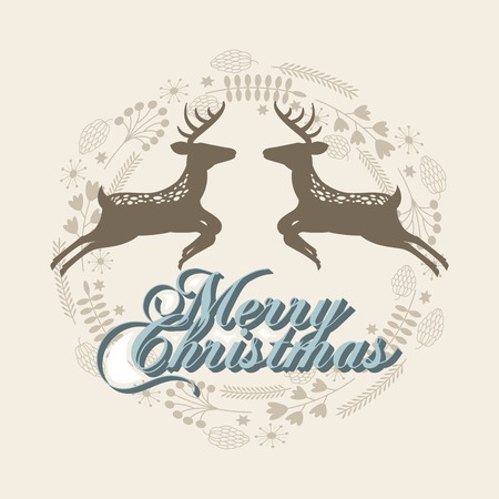 merry christmas reindeer decoration card vector illustration designのイラスト素材