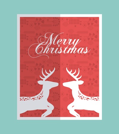 merry christmas reindeer decoration card vector illustration designのイラスト素材