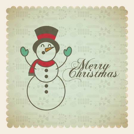 merry christmas snowman decoration card vector illustration designのイラスト素材