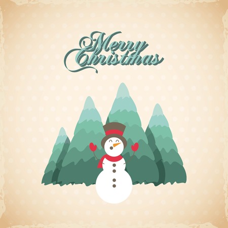 merry christmas tree pine decoration card vector illustration designのイラスト素材