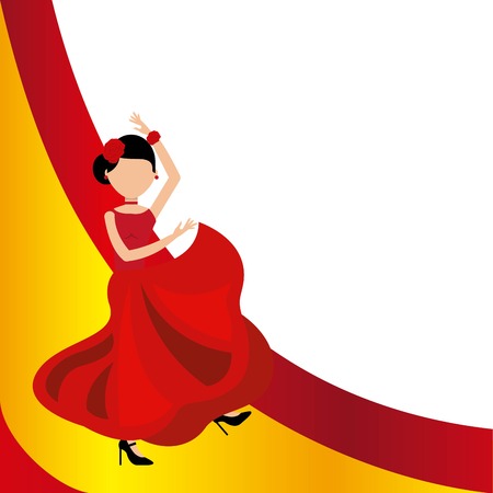 woman dancing flamenco classic icon of Spanish culture vector illustration designのイラスト素材