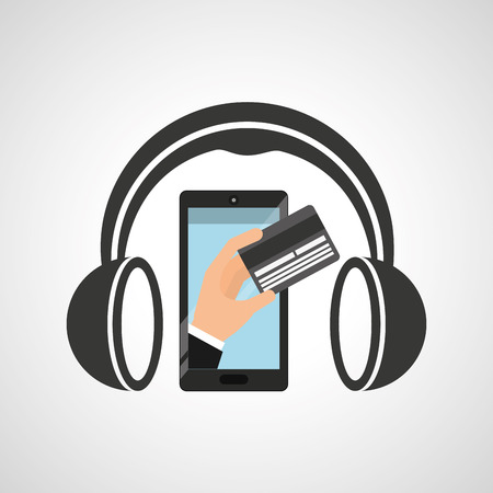 mobile music commerce online vector illustration designのイラスト素材