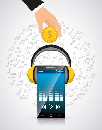 mobile music commerce online vector illustration designのイラスト素材
