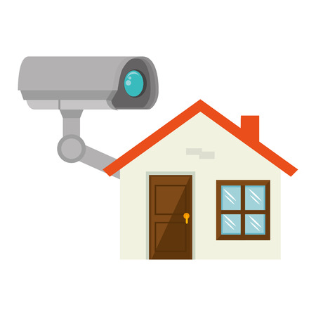 security camera system and house icon. vector illustrationのイラスト素材