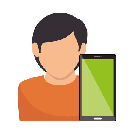 avatar man person with smartphone device. vector illustrationのイラスト素材