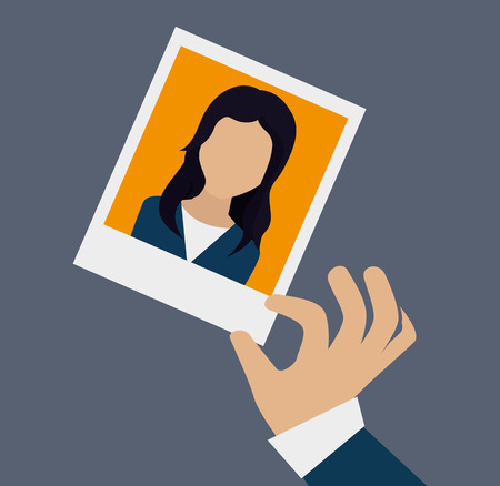 hand choosing a woman picture. human resources theme. vector illustrationのイラスト素材