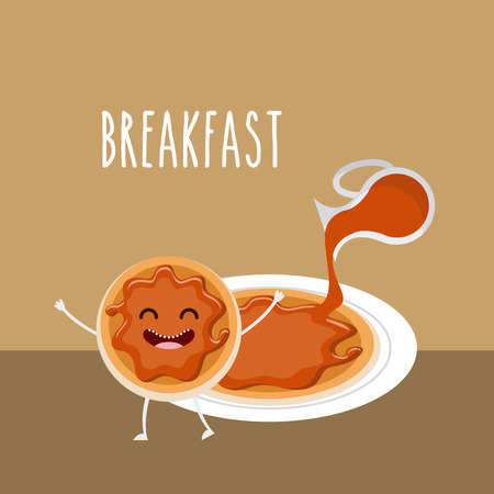 delicious and nutritive breakfast character vector illustration designのイラスト素材