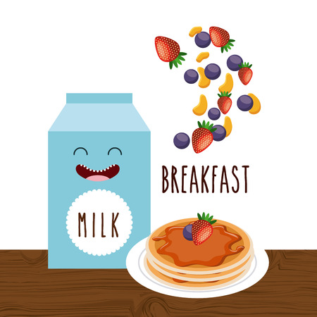 delicious and nutritive breakfast character vector illustration designのイラスト素材
