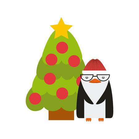 christmas character with tree icon vector illustration designのイラスト素材