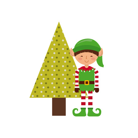 christmas character with tree icon vector illustration designのイラスト素材