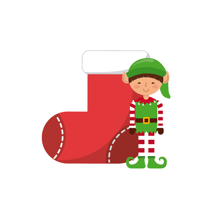 sock christmas with character icon vector illustration designのイラスト素材