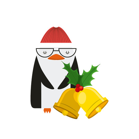 decoration bell with christmas character vector illustration designのイラスト素材