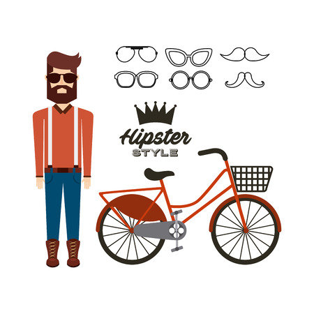 male avatar with hipster style vector illustration designのイラスト素材