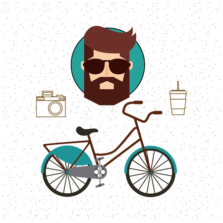male avatar with hipster style vector illustration designのイラスト素材
