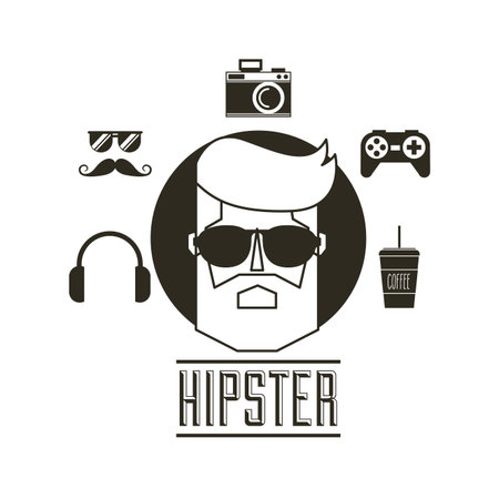 male avatar with hipster style vector illustration designのイラスト素材