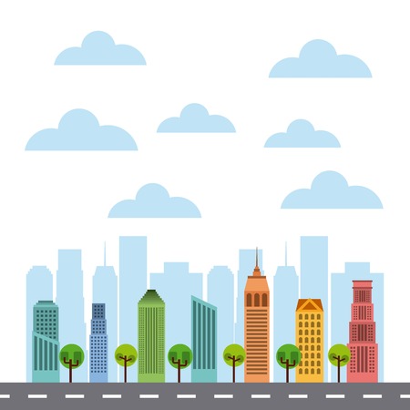 buildings cityscape skyline icon vector illustration designのイラスト素材