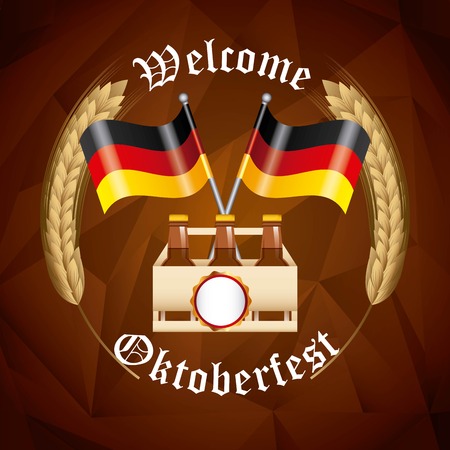 welcome oktoberfest beer festival vector illustration designのイラスト素材