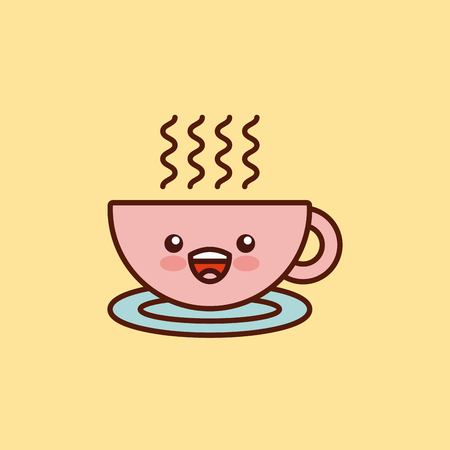 coffee cup character kawaii style vector illustration designのイラスト素材