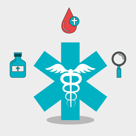 medical symbol and medicine icon set over white background. vector illustrationのイラスト素材