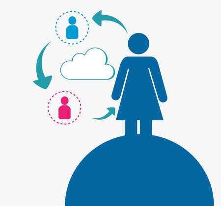 avatar woman and social media icon set over white background. colorful design. vector illustrationのイラスト素材