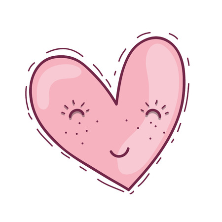 pink happy heart shape over white background. vector illustrationのイラスト素材