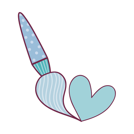 blue brush with heart shape over white background. vector illustrationのイラスト素材