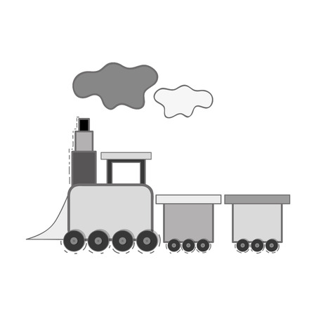 cute train toy silhoutte over white background. vector illustrationのイラスト素材