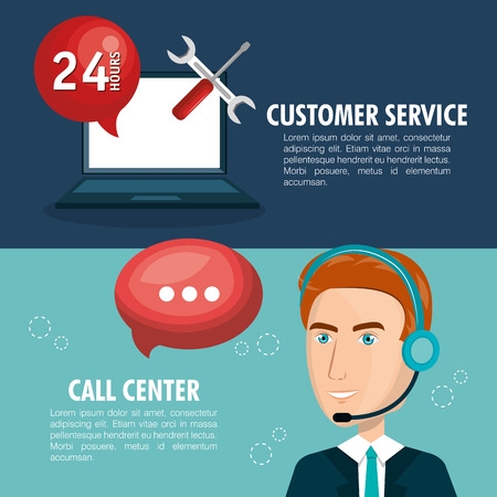 customer service agent working online vector illustration designのイラスト素材
