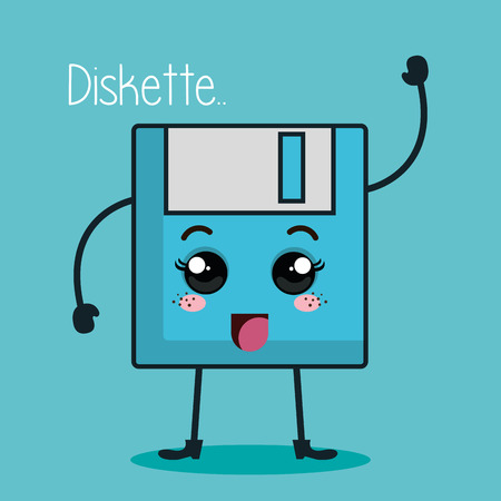 floppy disk character kawaii style vector illustration designのイラスト素材