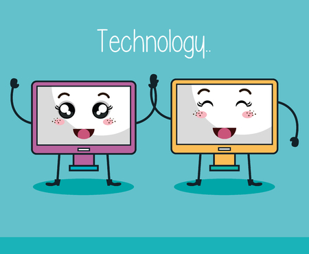 technology device character kawaii style vector illustration designのイラスト素材