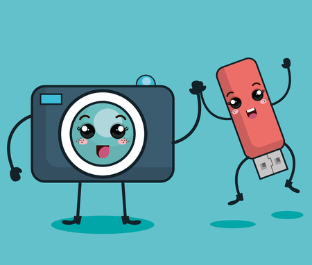 technology device character kawaii style vector illustration designのイラスト素材