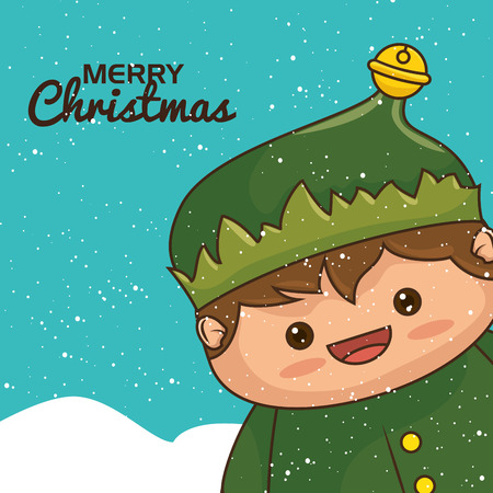 christmas elf character kawaii style vector illustration designのイラスト素材