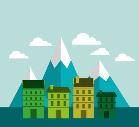 city green ecology cityscape vector illustration designのイラスト素材