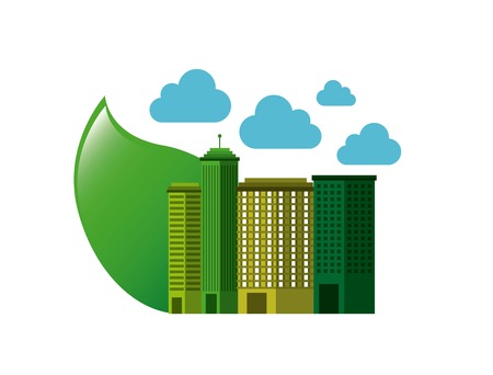 city green ecology cityscape vector illustration designのイラスト素材