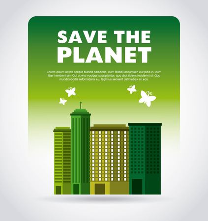 think green with cityscape background vector illustration designのイラスト素材