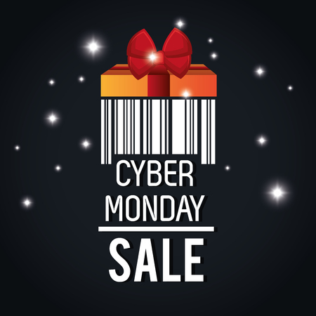 cyber monday sale barcode light black background vector illustrationのイラスト素材