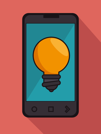 cellphone black bulb idea icon graphic vector illustrationのイラスト素材