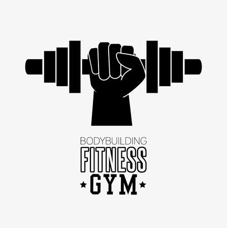 bodybuilding fitness gym hand hold barbell vector illustrationのイラスト素材