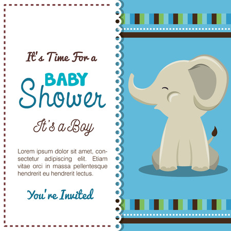 baby shower invitation with cute animal vector illustration designのイラスト素材